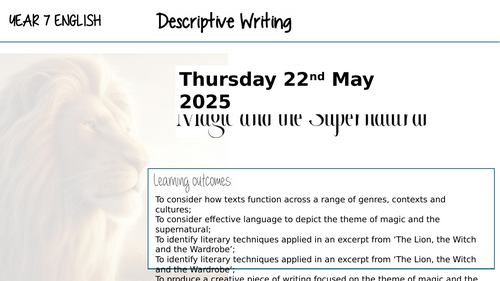 Descriptive writing based on 'The Lion, The Witch and the Wardrobe'