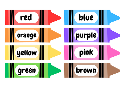 Small Crayon Color Flashcards in Colorful Illustrative Style