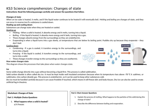 Year 7 - Chemistry Comprehension Bundle