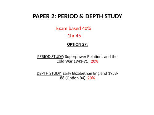 Elizabethan England Pre-Exam Prep