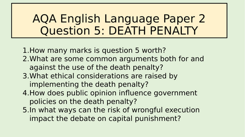Language Paper 2 Question 5 - Death Penalty