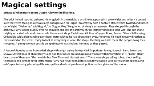 KS3 Magical Settings extract analysis