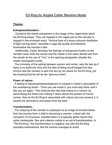 Erl-King by Angela Carter Revision Notes The Bloody Chamber