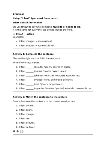 Studio 2 (Vert) - Module 4 - C'est la Chandeleur - Grammar - Il faut