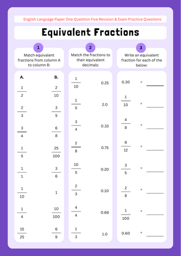 English Language Paper One Question Five Revision & Exam Practice Questions