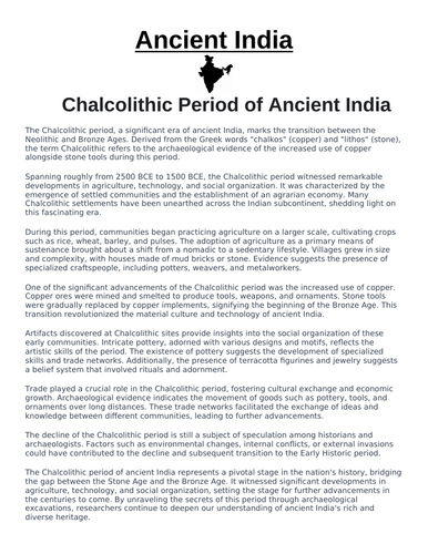 Ancient India: Chalcolithic Period of Ancient India “Article & Questions” Assignment