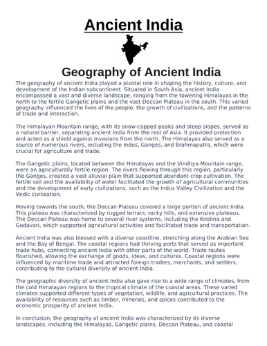 Ancient India: Geography of Ancient India “Article & Questions” Assignment