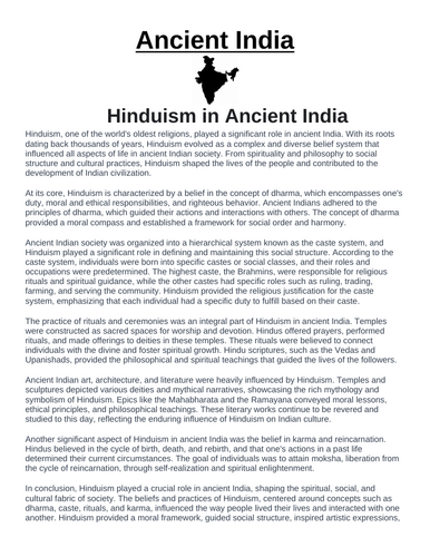 Ancient India: Hinduism “Article & Questions” Assignment