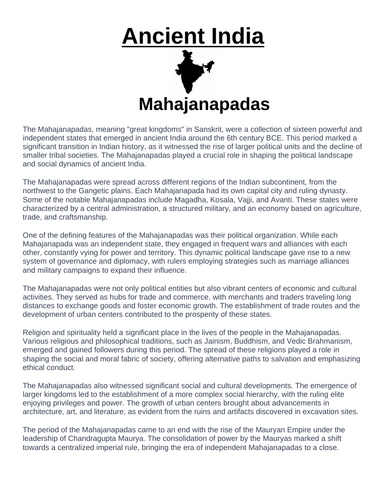 Ancient India: Mahajanapadas “Article & Questions” Assignment