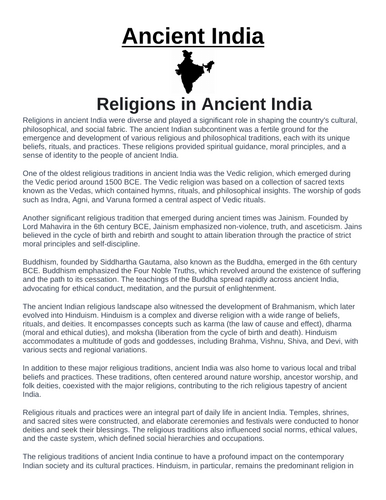 Ancient India: Religions in Ancient India “Article & Questions” Assignment