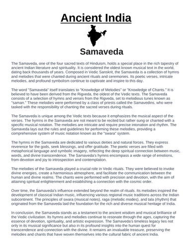Ancient India: Samaveda “Article & Questions” Assignment