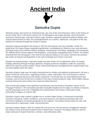 Ancient India: Samudra Gupta “Article & Questions” Assignment
