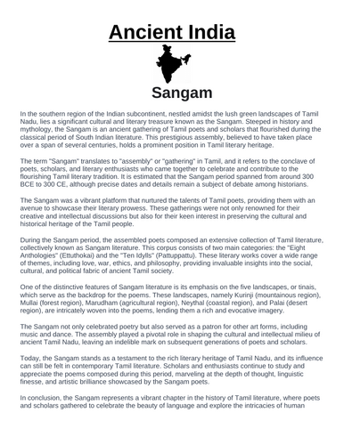 Ancient India: Sangam “Article & Questions” Assignment