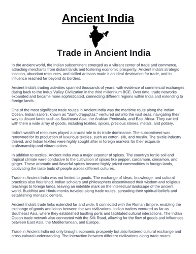 Ancient India: Trade in Ancient India “Article & Questions” Assignment