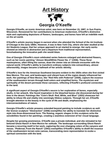 Art History: Georgia O'Keeffe “Article & Questions” Assignment
