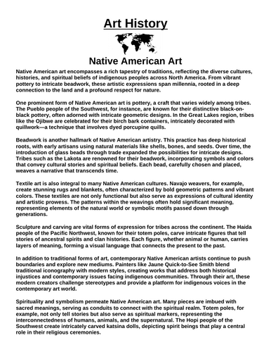 Art History: Native American Art “Article & Questions” Assignment