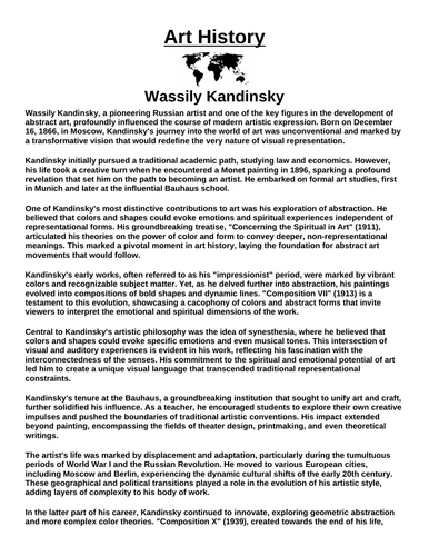 Art History: Wassily Kandinsky “Article & Questions” Assignment