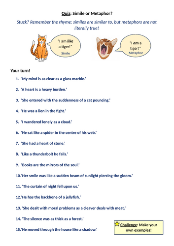 Simile or Metaphor Quiz!