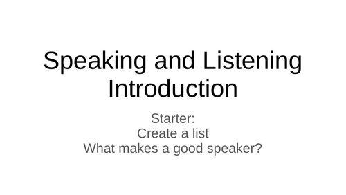Speaking and listening lesson 1