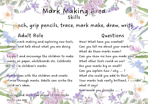 Wildflower Provision Area Skills Adult Role