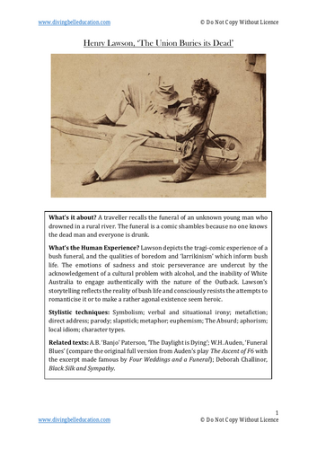 HSC Close reading notes - Henry Lawson, 'The Union Buries its Dead'