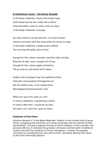 A Christmas Carol - Christina Rosetti