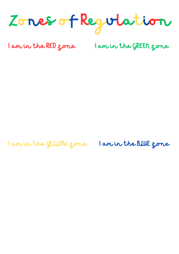 Zones of Regulation - in each zone