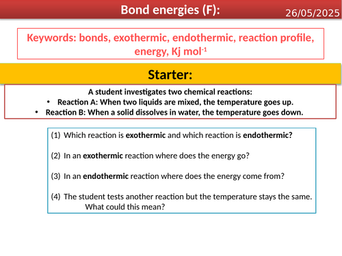 GCSE chemistry - Bond energies