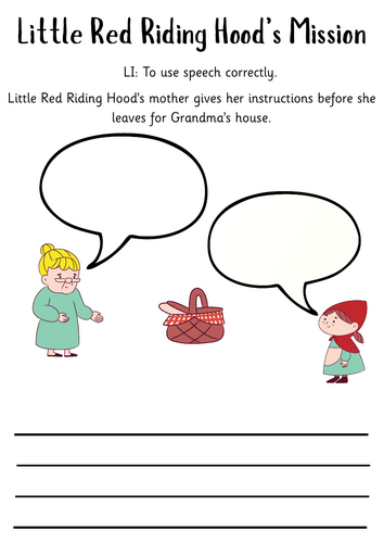 Little Red Riding Hood Speech Practice Sheets