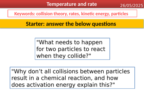 GCSE chemistry - Rate & Temperature