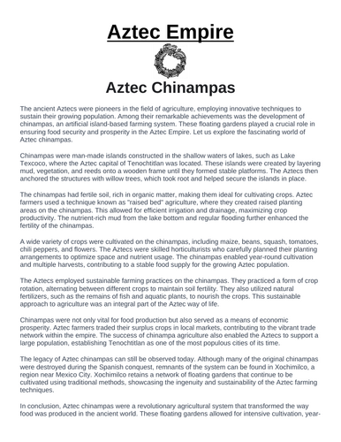 Aztec Empire: Aztec Chinampas “Article & Questions” Assignment