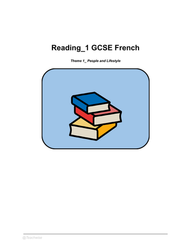 Reading Worksheet - Theme 1 (French) People and Lifestyle