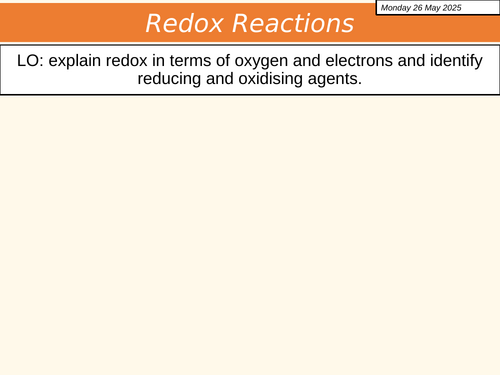 GCSE Chemistry: Redox Reactions | Teaching Resources
