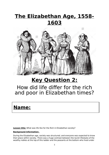 WJEC/EDUQAS: GCSE History - Elizabeth 1558-1603 Booklets