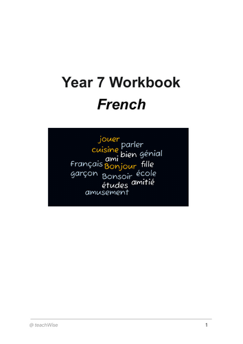 Y 7 French workbook