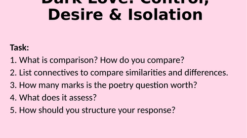 AQA Love & Relationships - Comparison of Porphyria's Lover and Farmer's Bride
