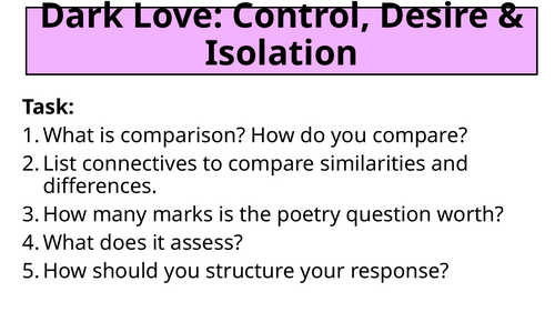 AQA Love & Relationships - Comparison of Porphyria's Lover and Farmer's Bride