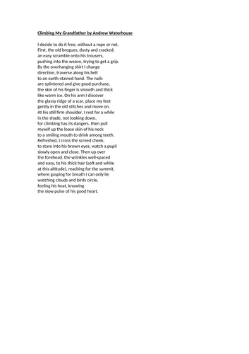 AQA Literature - Love & Relationships - Climbing My Grandfather