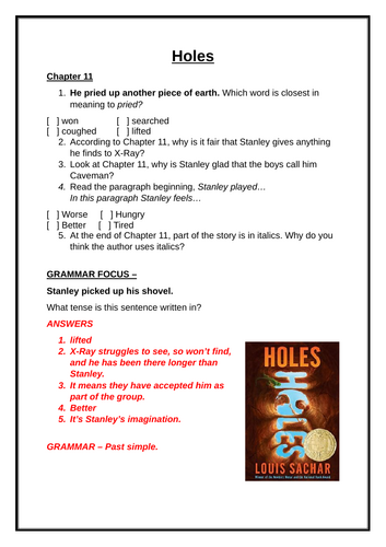 Holes Comprehension Chapters 11 - 15