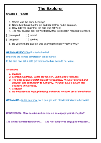 The Explorer Chapter 1 Comprehension