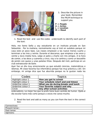 School- 2 independent worksheets 1- reading, 2- writing