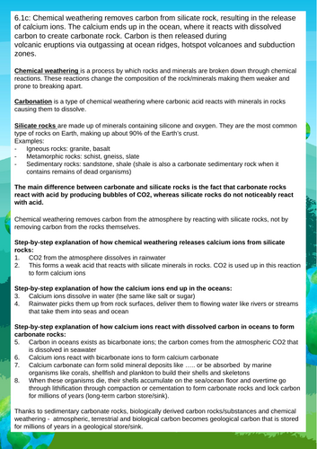 Edexcel A Level Carbon 6.1c: Chemical weathering and outgassing