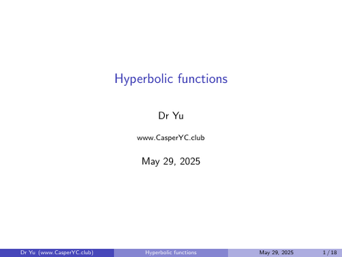CAIE 9231 Further Pure 2 - 01_Hyperbolic_functions