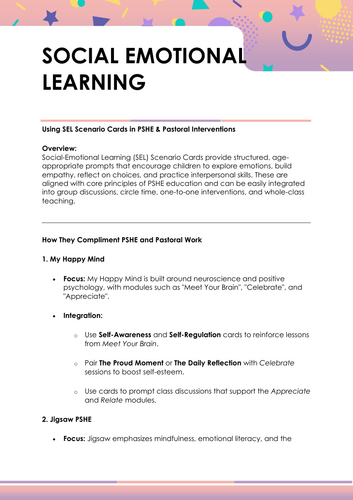 SEL OVERVIEW AND EXAMPLE PLANNING