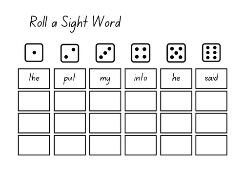 Roll a sight word