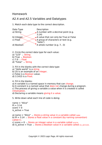 2025 BTEC Nationals Computing (AAQ) – Topic A2 Fundamentals of Data and Logic
