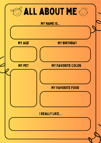 All About Me Worksheet | Primary Resources - Twinkl