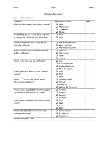 Historical Migration Lesson Bundle KS3