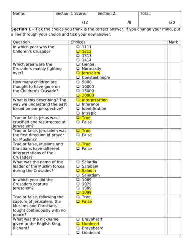Crusades Lesson Bundle KS3
