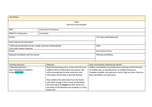 Lost in the Toy Museum English Planning